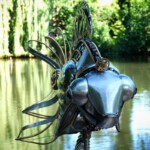 Skulptur Goldfisch - Ansicht von vorne